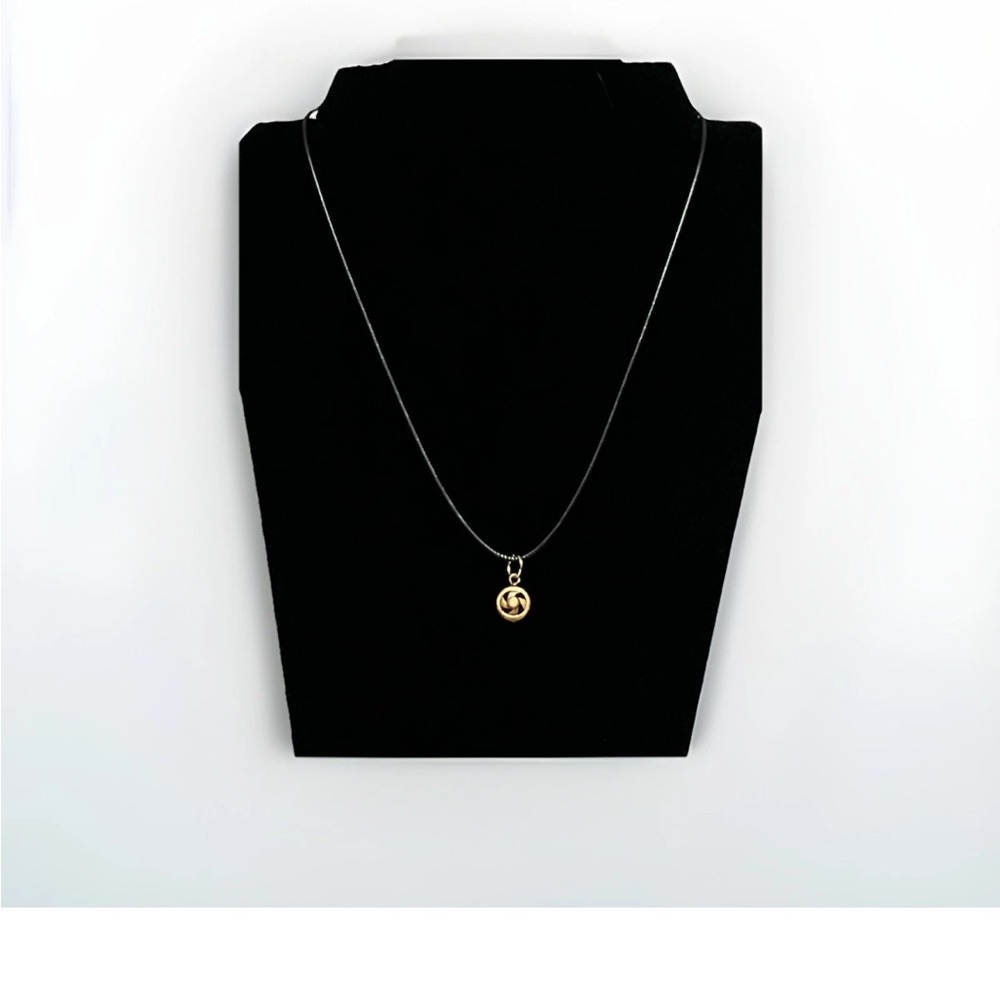 Pendant Gold Plated Pinwheel Symbol On Black Leather Cord